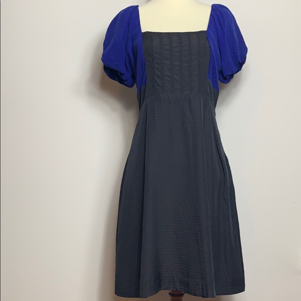 Moulinette Soeurs NWOT blue and black silk dress